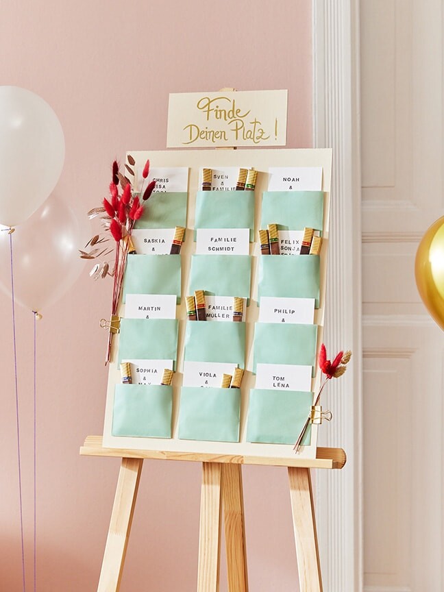 Zur Bastelidee: Sitzplan für Hochzeit
